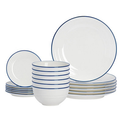 Nicola Spring 18pc Farmhouse Porcelain Dinner Set - White