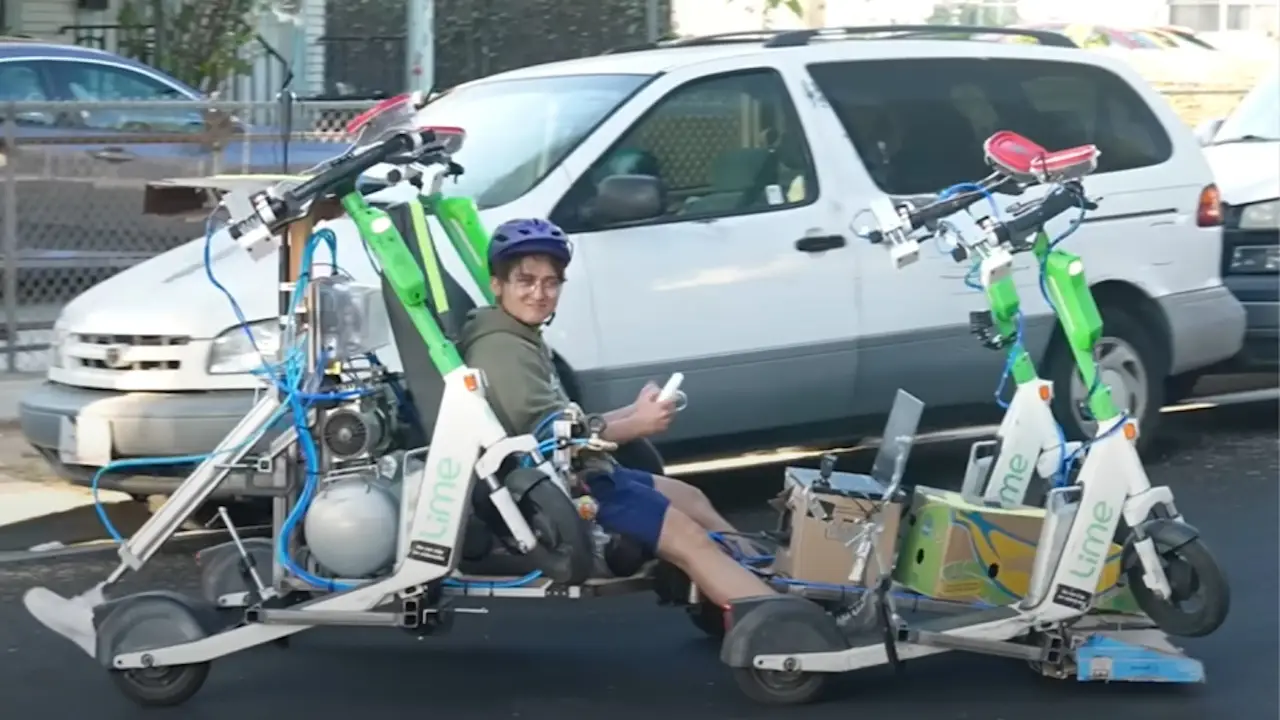 YouTuber makes car from banned e-scooters