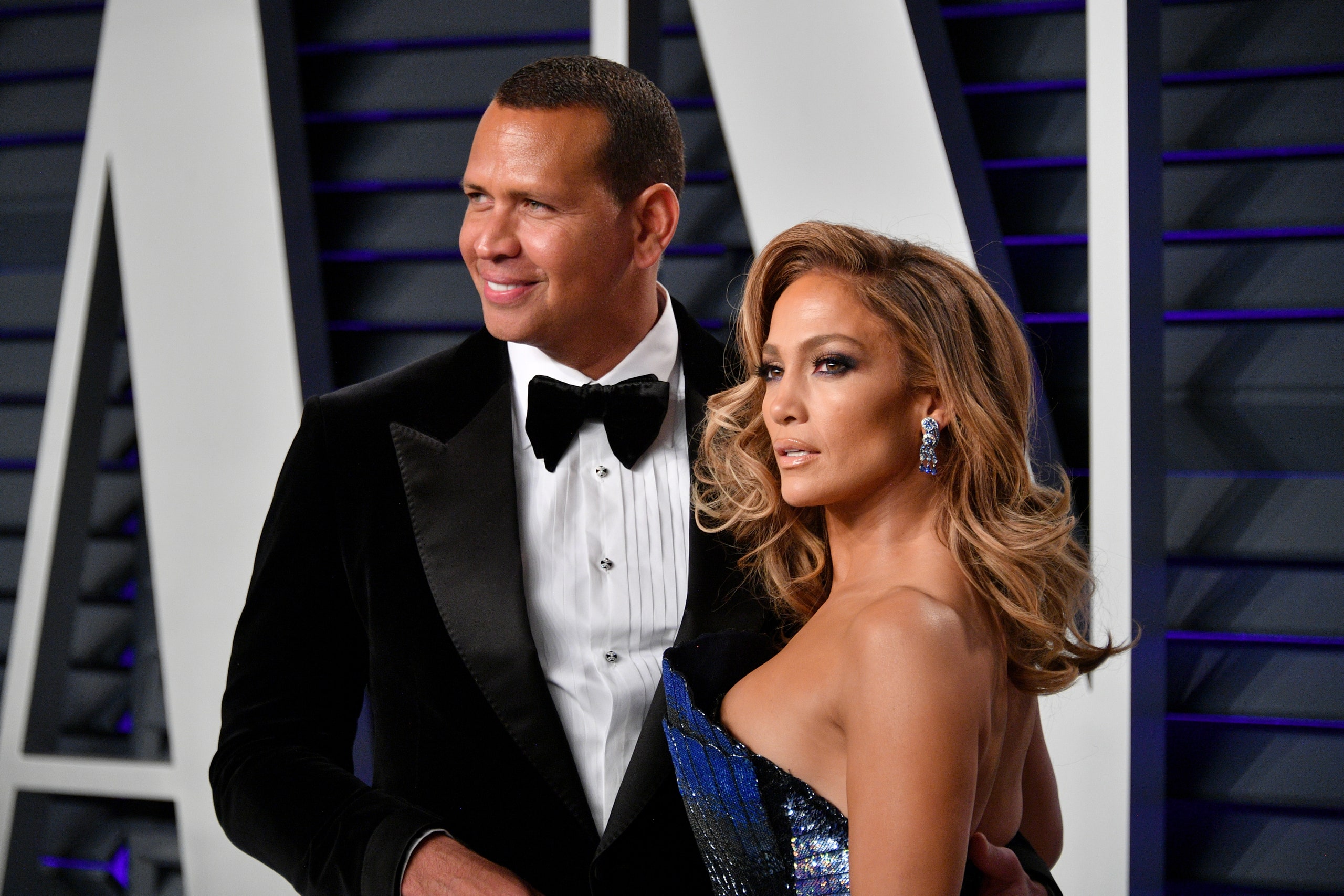 BEVERLY HILLS CA  FEBRUARY 24 Alex Rodriguez  and Jennifer Lopez attend the 2019 Vanity Fair Oscar Party hosted by...