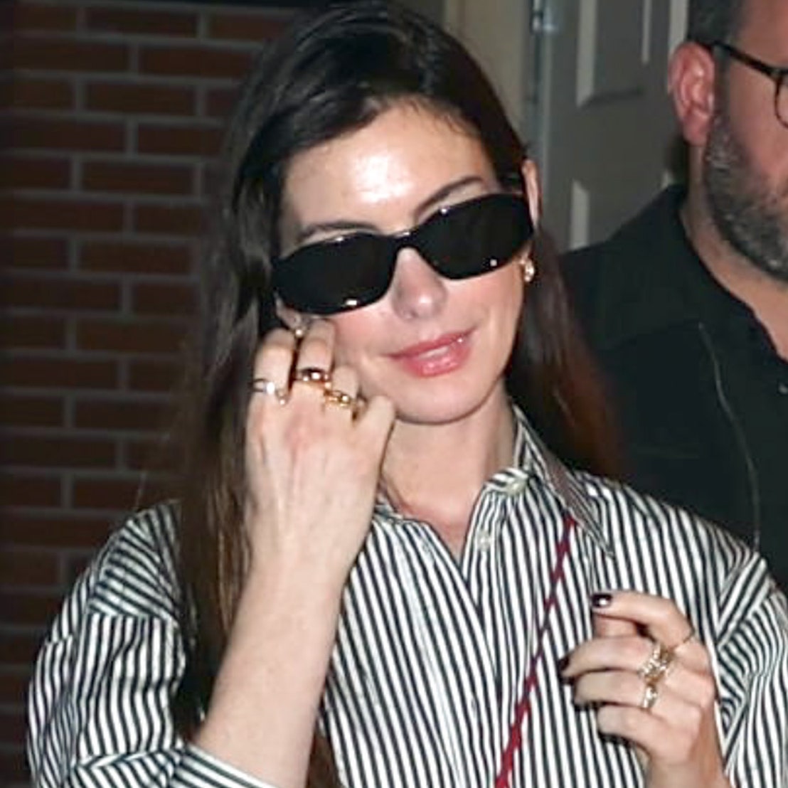 Anne Hathaway Elevates Her Leather Moto Pants With Fall’s Biggest Shoe Trend