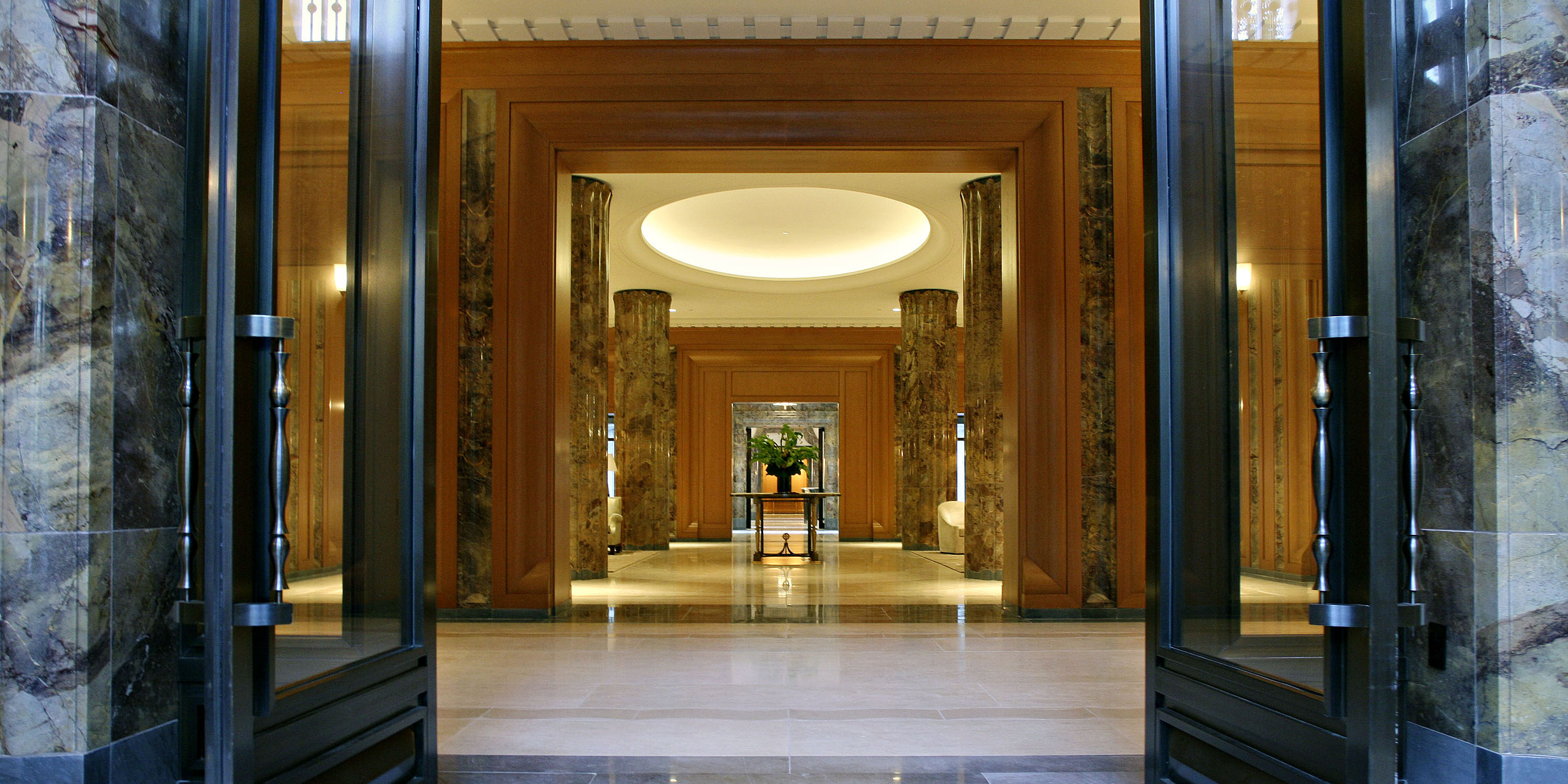 The lobby of luxury New York apartment building 15 Central Park West