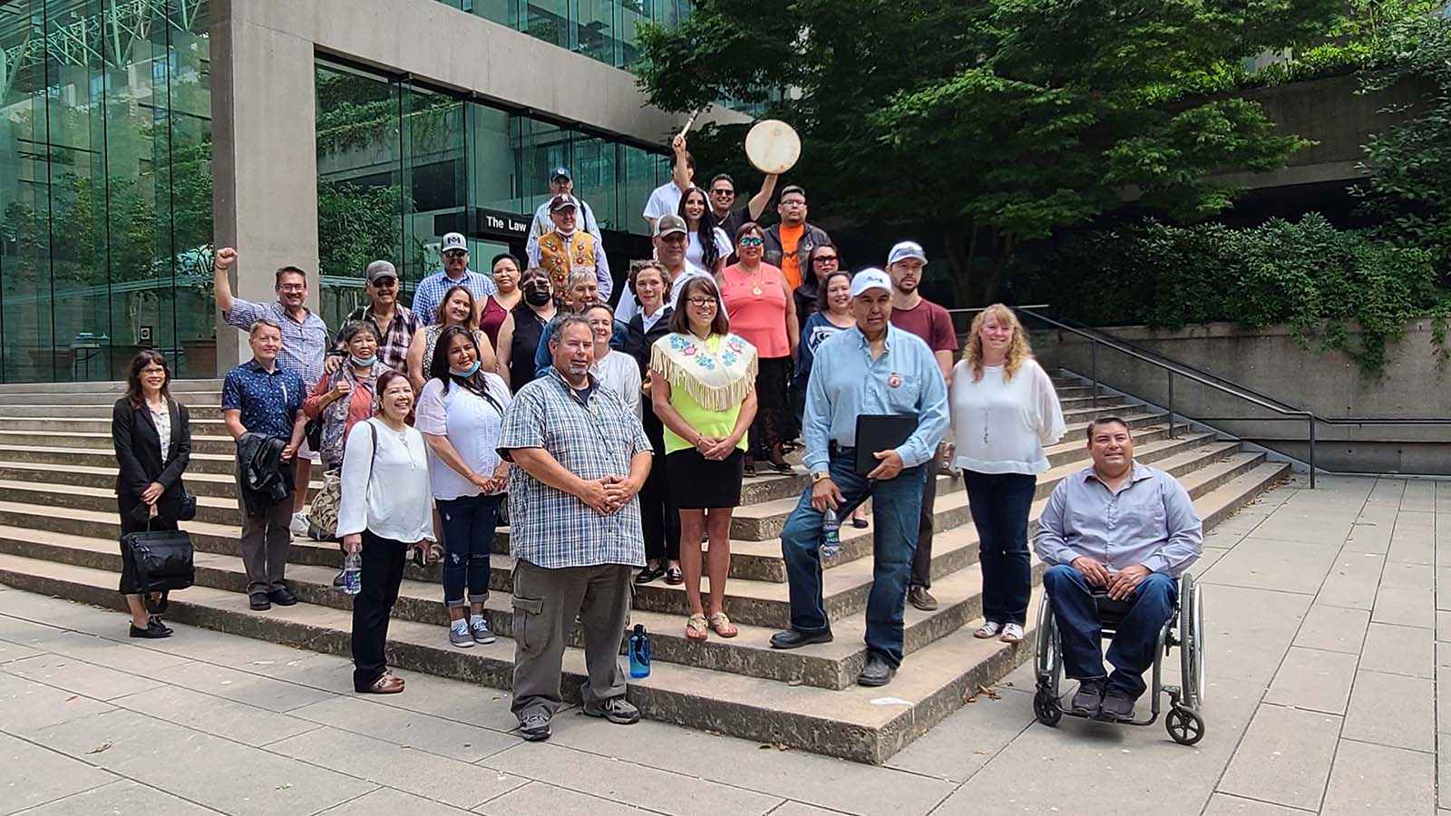 Photo of people on courthouse steps