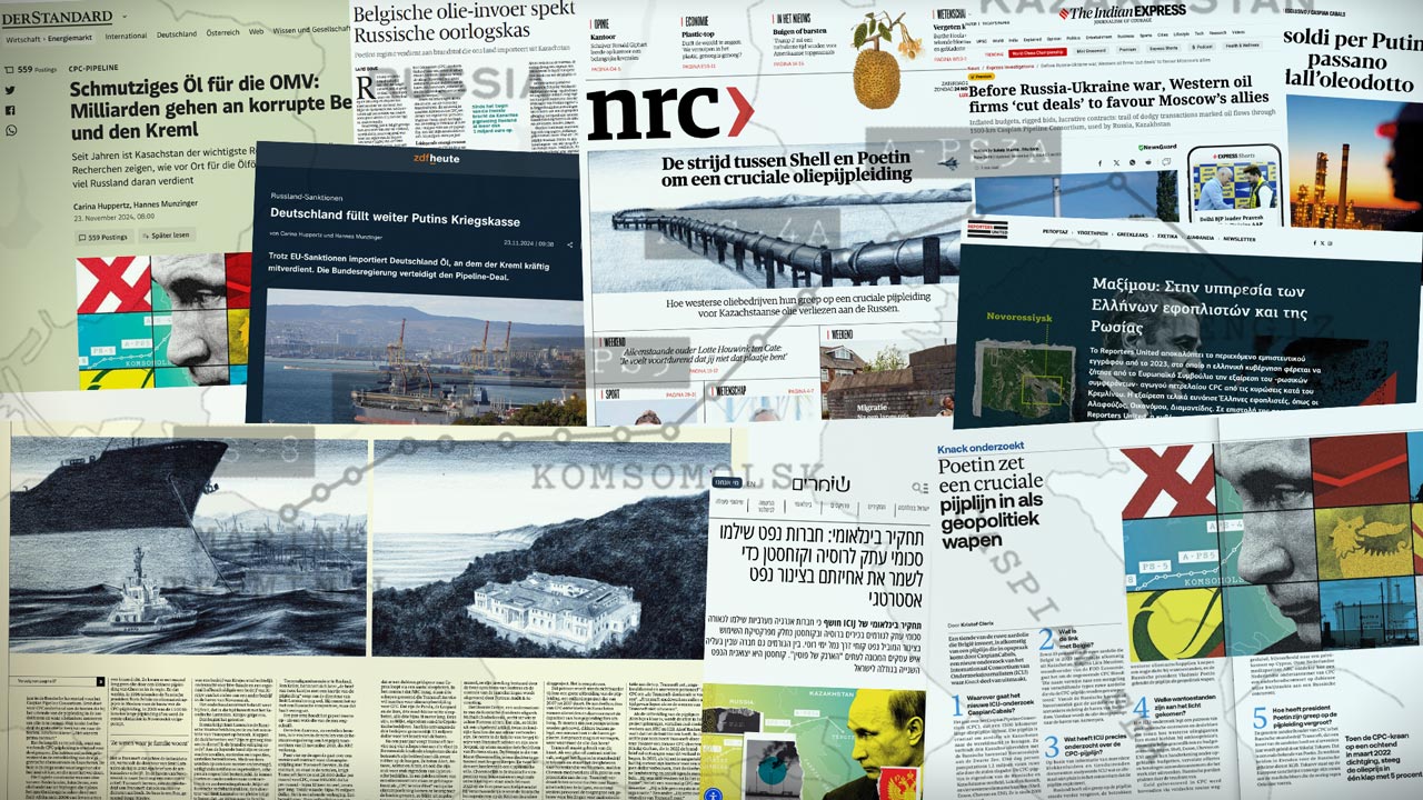 A collage of newspaper and website pages featuring Caspian Cabals news stories