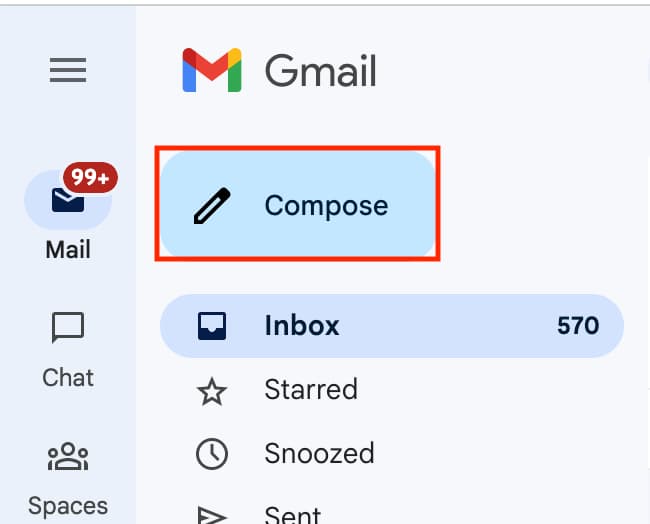 Compose new email in Gmail on web