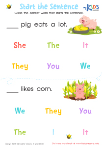 Start the Sentence Worksheet