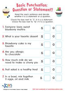 Basic Punctuation: Question or Statement Printable