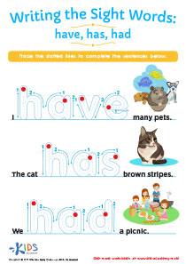 Have, Has, Had Worksheet Sight Words Worksheet