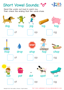 Short vowel Sounds "o" Spelling Worksheet