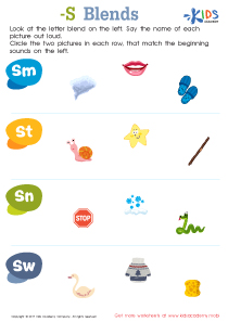 "s" Blends Spelling Printable