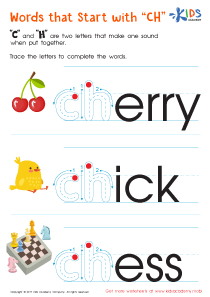 Words That Start with "ch" Spelling Worksheet