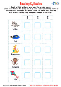 Finding Syllables Word Structure Worksheet