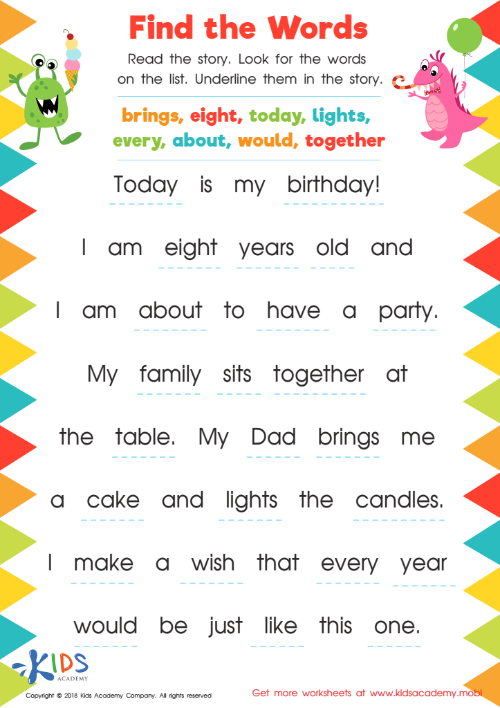 Find the words printable worksheet