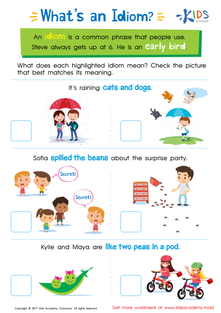 Idioms List For Kids