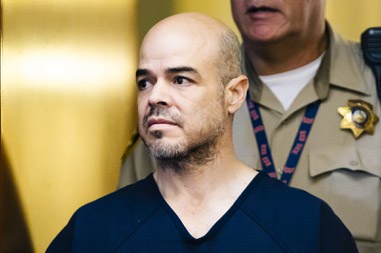 Robert Telles attends an arraignment hearing at the Regional Justice Center, downtown, Sept. 20, 2022. Telles is charged with open murder in the stabbing death of Las Vegas investigative reporter Jeff German.