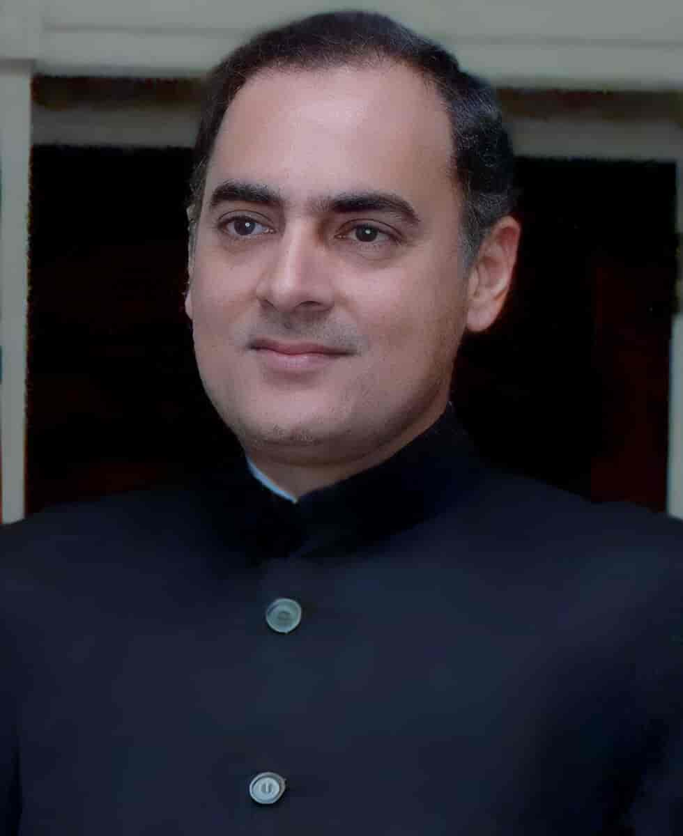 Udsnit af foto, der viser Rajiv Gandhi