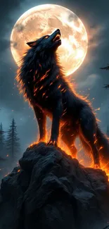 Angry Wolf In Front Of The Moon Live Wallpaper