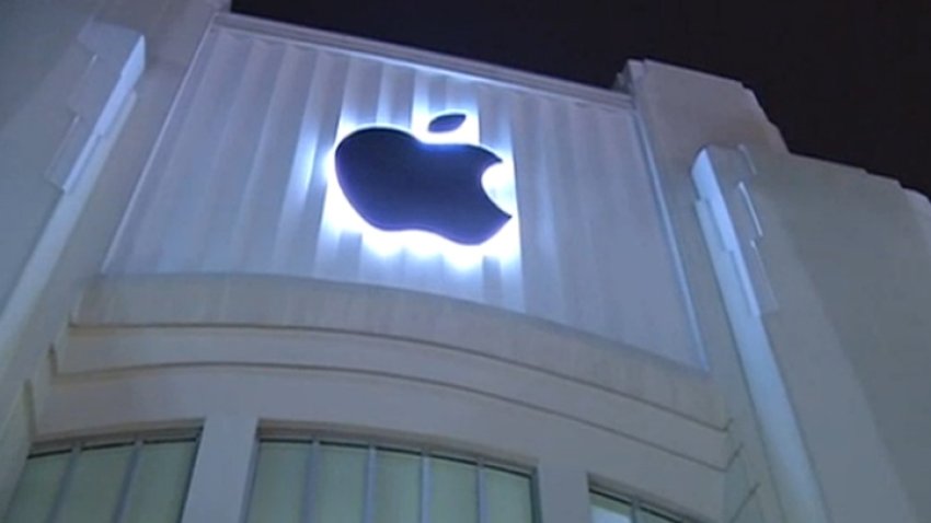 Apple Store at night