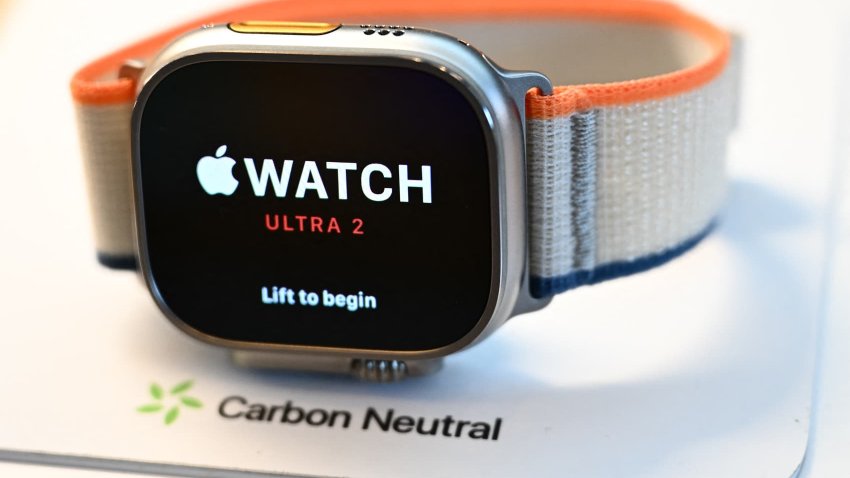 An Apple Watch Ultra 2 device is displayed for sale at The Grove Apple retail store on release day in Los Angeles on Sept. 22, 2023.