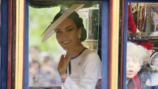 Catherine, Princess of Wales and Prince Louis of Wales during Trooping the Colour on June 15.