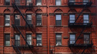 Fire escape stairs of apartments in Manhattan, New York City, United States of America on July 6th, 2024. (Photo by Beata Zawrzel/NurPhoto via Getty Images)