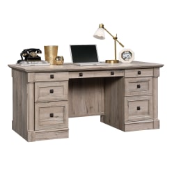 Sauder® Palladia 66"W Double-Pedestal Executive Computer Desk, Split Oak