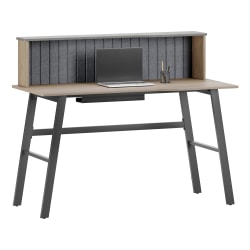 Realspace® Nashira 52"W Computer Desk With Detachable Hutch, Light Oak/Gray