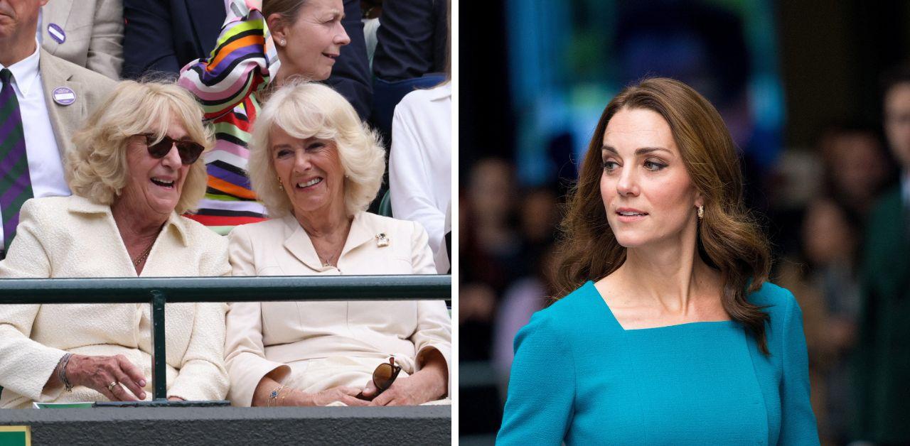 queen camilla attends wimbledon tennis match fans wait kate middleton