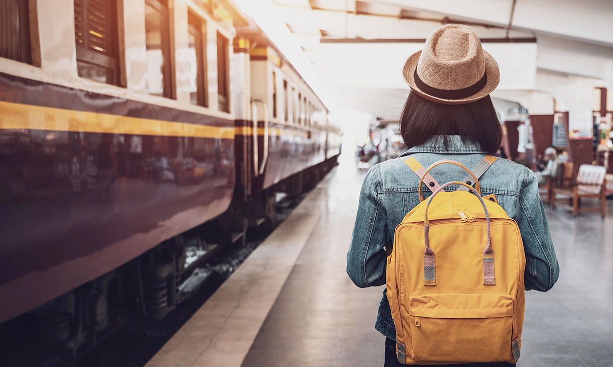 woman at train station