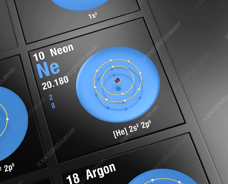 Neon Atomic Structure Model