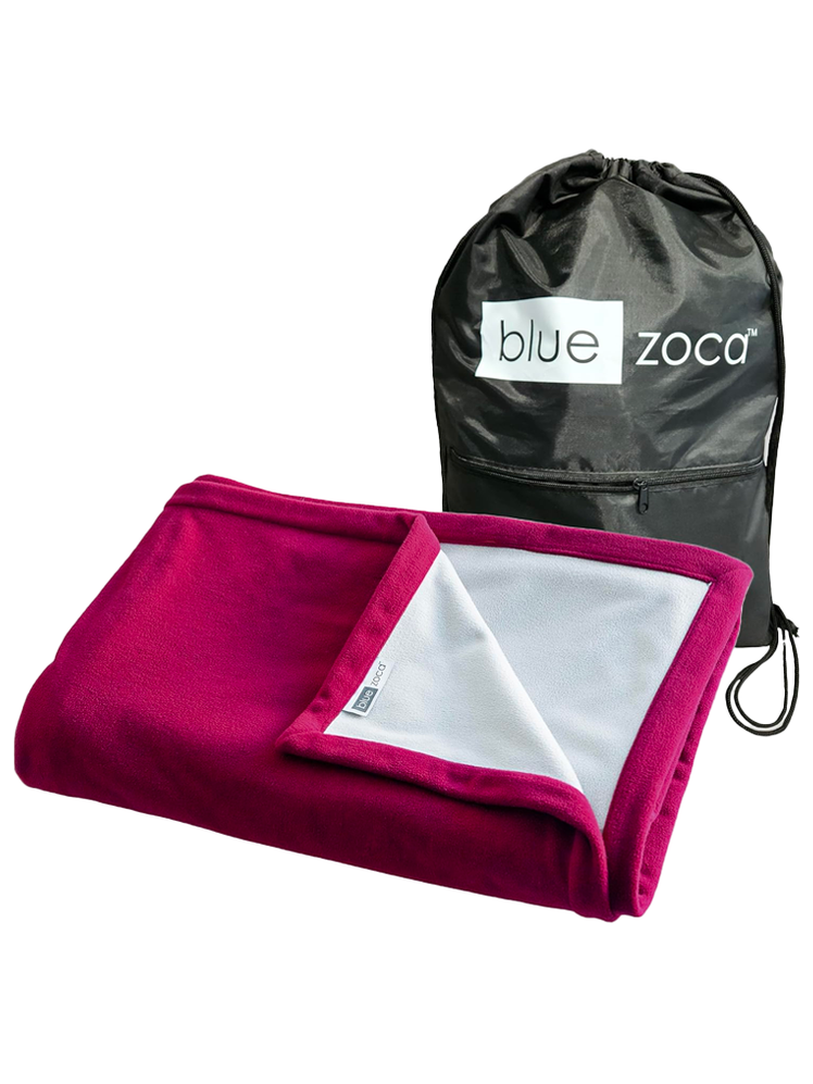 Blue Zoca Waterproof Travel Blanket on a white background