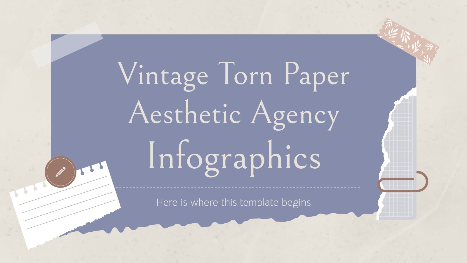 Vintage Torn Paper Aesthetic Agency Infographics presentation template 