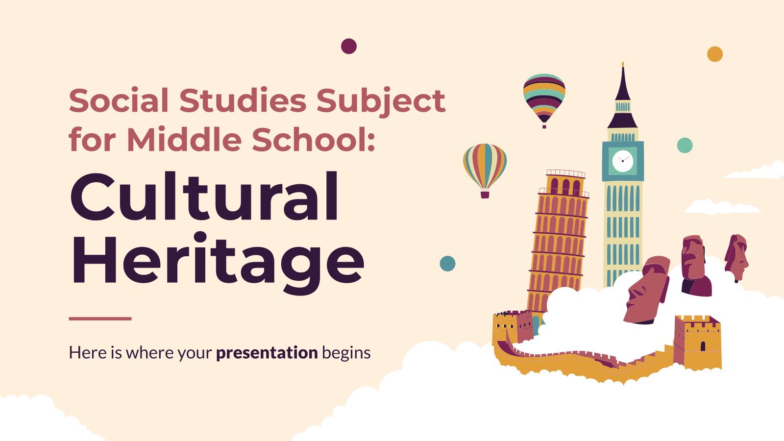 Social Studies Subject for Middle School: Cultural Heritage presentation template 