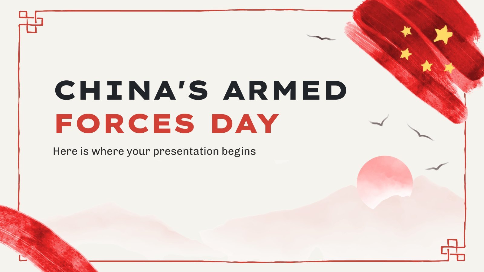 China's Armed Forces Day presentation template 