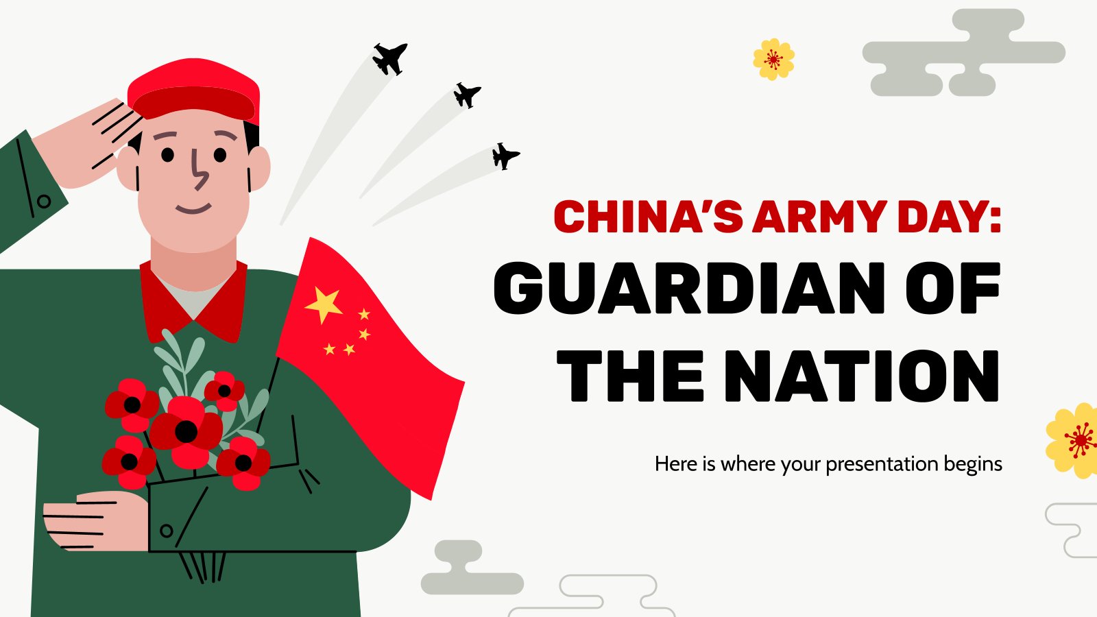 China's Army Day: Guardian of the Nation presentation template 