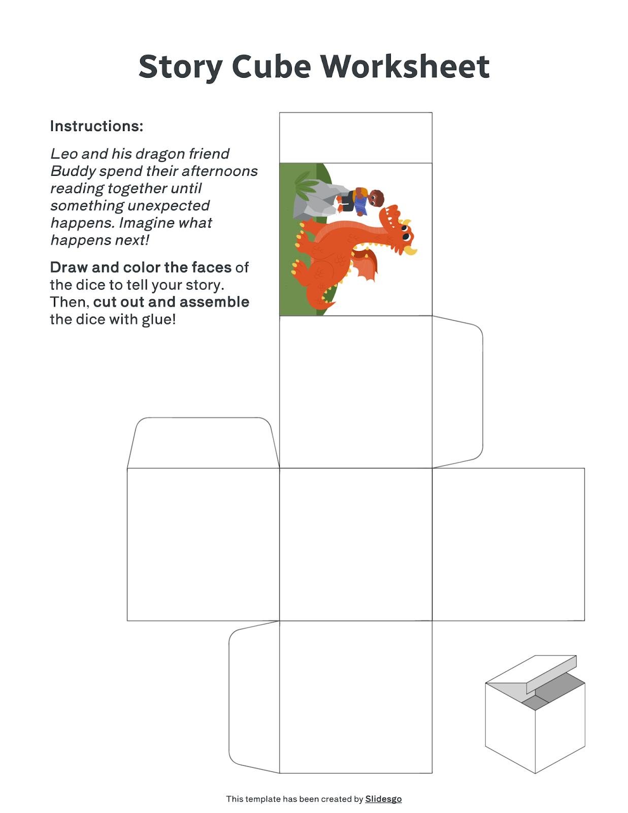 Story Cube Worksheet presentation template 