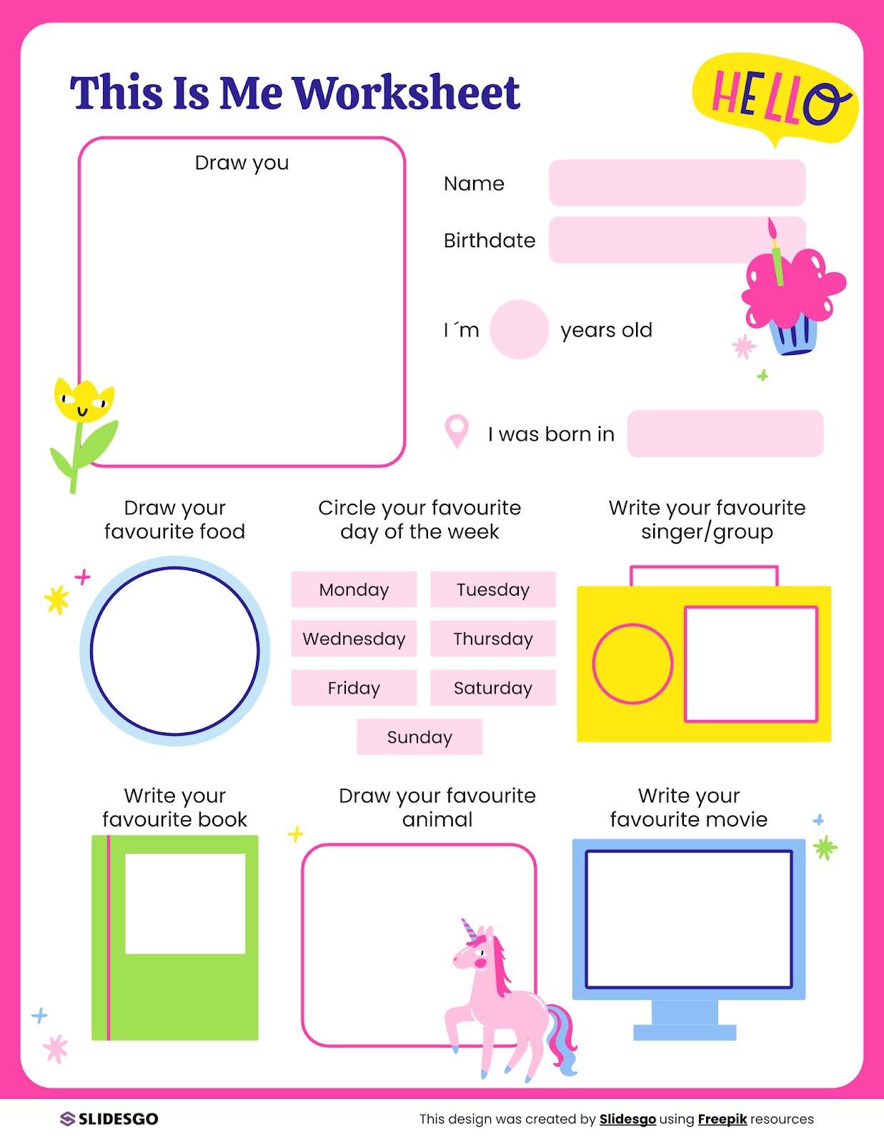 This is me Worksheet presentation template 