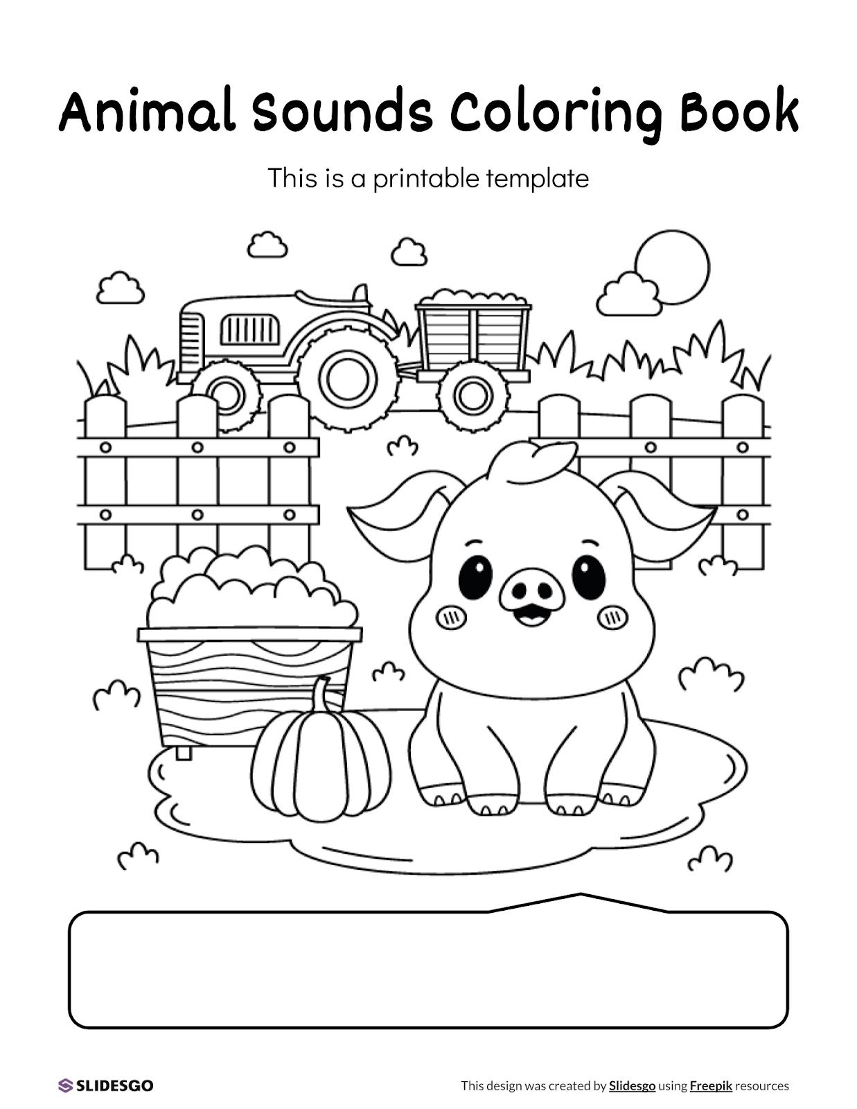 Animal Sounds Coloring Book presentation template 