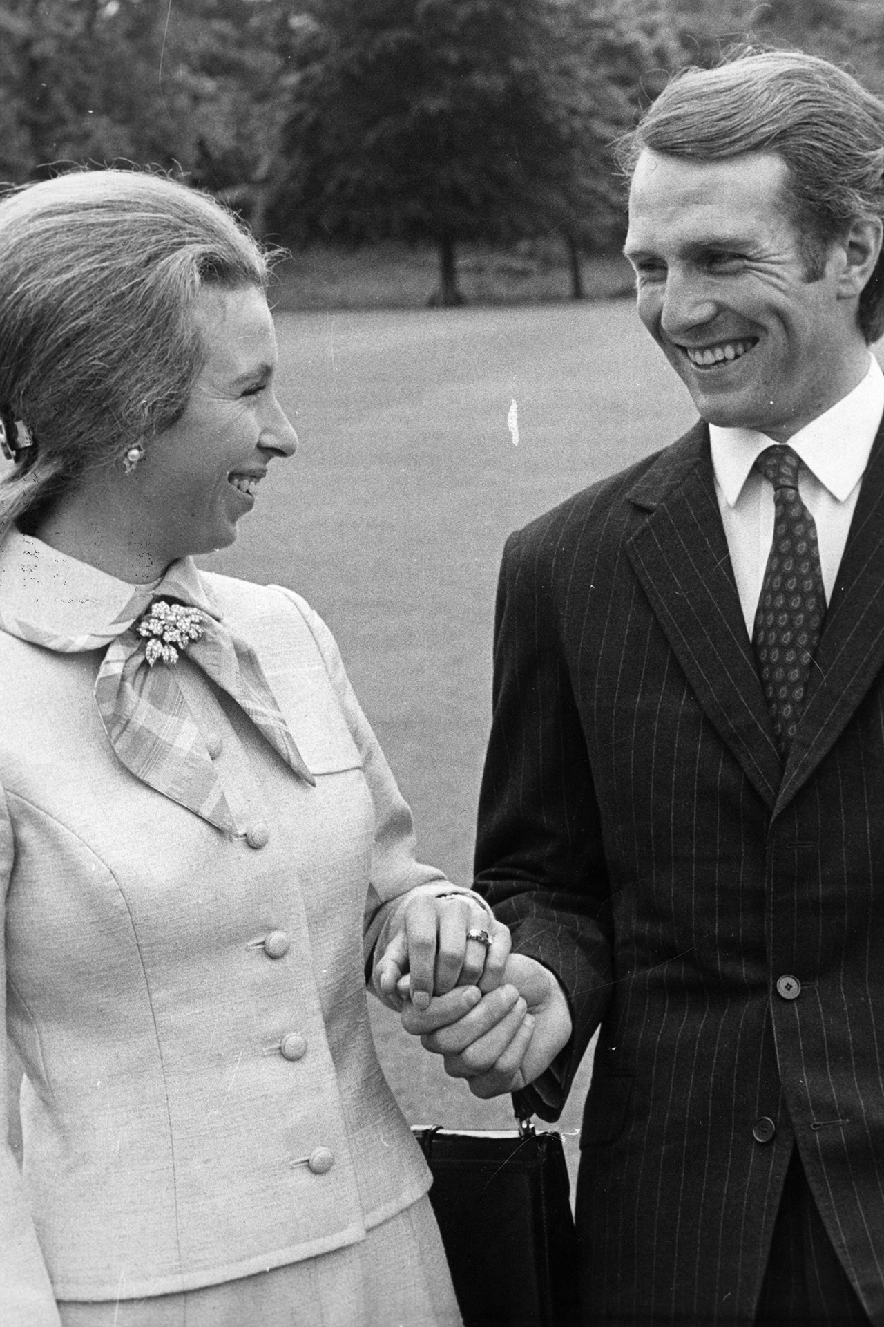 Princess Anne and Captain Mark Phillips during the announcement of their engagement