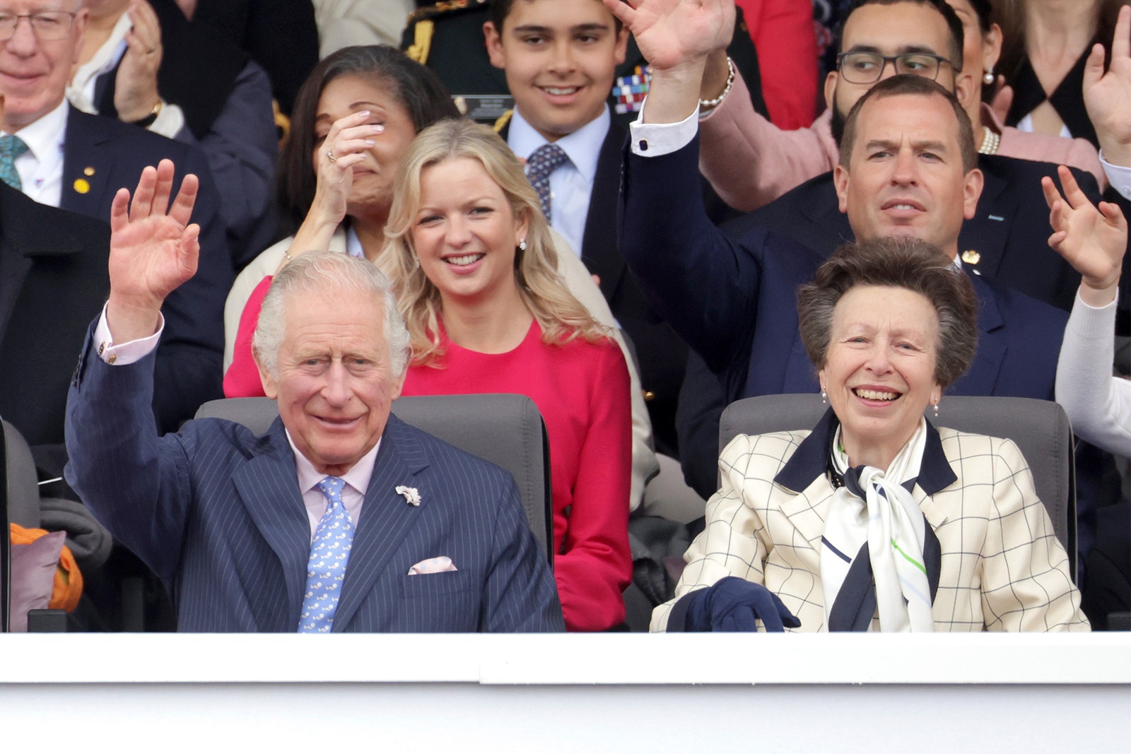 Image may contain Charles Prince of Wales Anne Princess Royal Audience Human Crowd Person Tie and Accessories