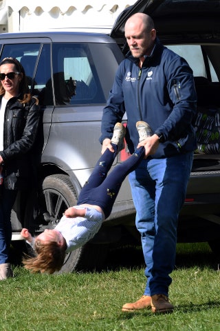 Mike Tindall swings daughter Mia at Gatcombe Park March 2019