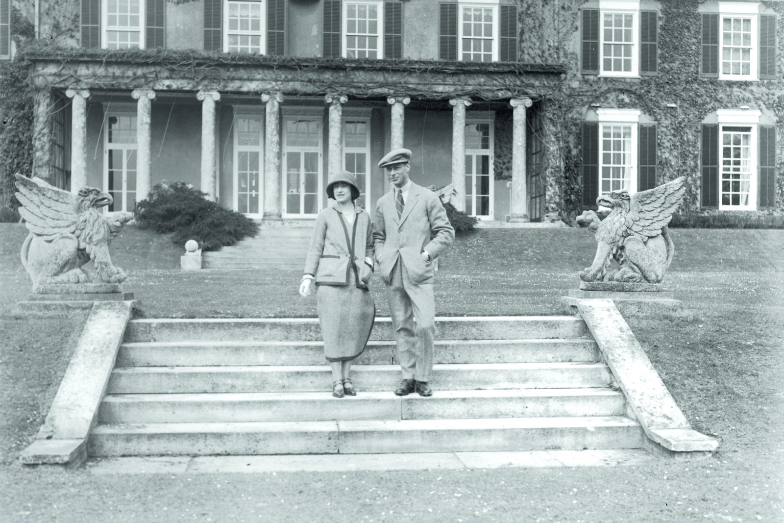 The Duke and Duchess of York on their honeymoon at the Greville estate Polesden Lacey 1923
