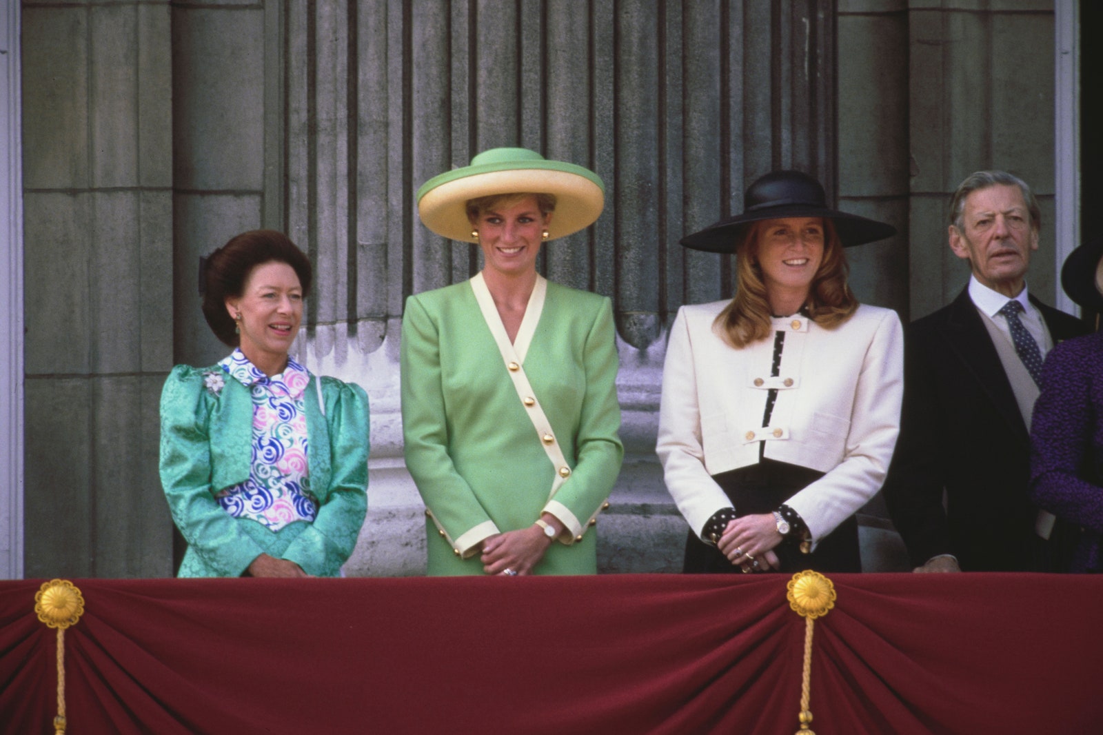 Image may contain Angus Ogilvy Princess Margaret Countess of Snowdon Sarah Duchess of York and Diana Princess of Wales