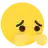 a pixelated yellow smiley face with a sad look on its face on a white background .