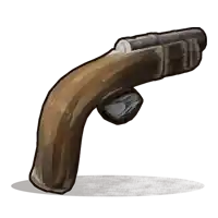 a drawing of a wooden gun with a rock in the handle