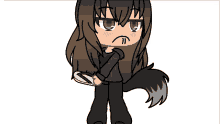 a drawing of a girl with brown hair and a tail