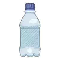 a plastic bottle of water with a blue cap on a white background .