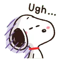 a cartoon of snoopy with his mouth open and the word ugh written above him