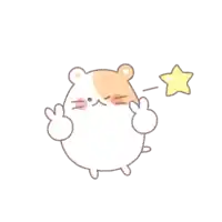 a drawing of a hamster giving a thumbs up with a star behind it