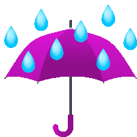 a purple umbrella is surrounded by blue rain drops