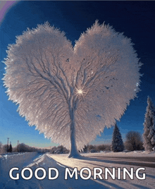 a picture of a tree that looks like a heart with the words good morning below it